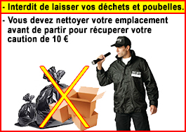 Interdiction de laisser des poubelles et des déchets sur votre emplacement